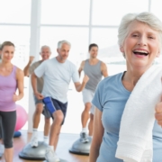 Image of a group of older adults in a fitness class.